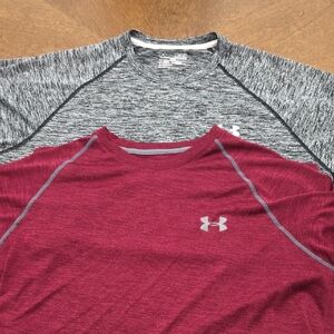 Under Armour Short Sleeve Tees Gray and Maroon Performance Wear